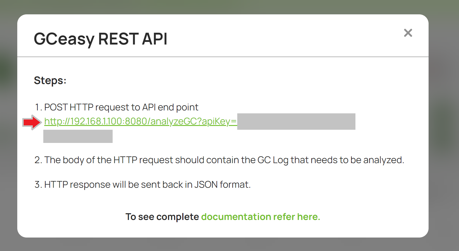 The body of the HTTP request should contain the Garbage collection log that needs to be analyzed.